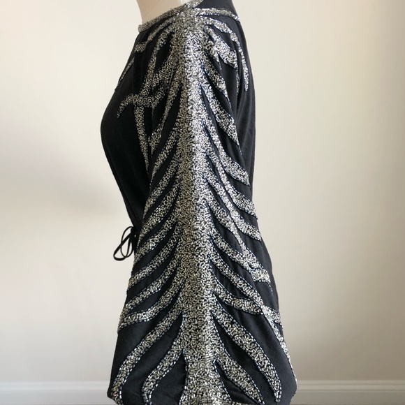 Beyond Vintage Beaded Sequin Black Top - Picture 4 of 8